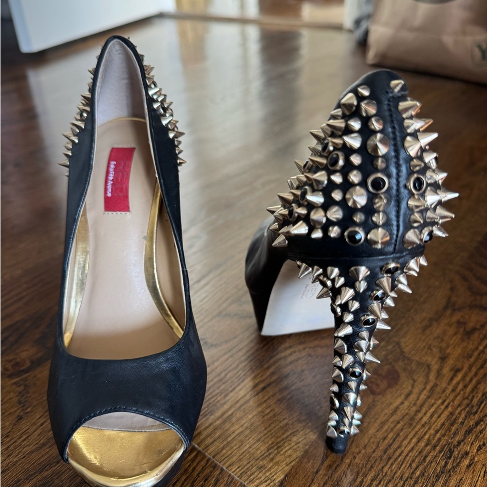 Red Women's Black Studded Heels